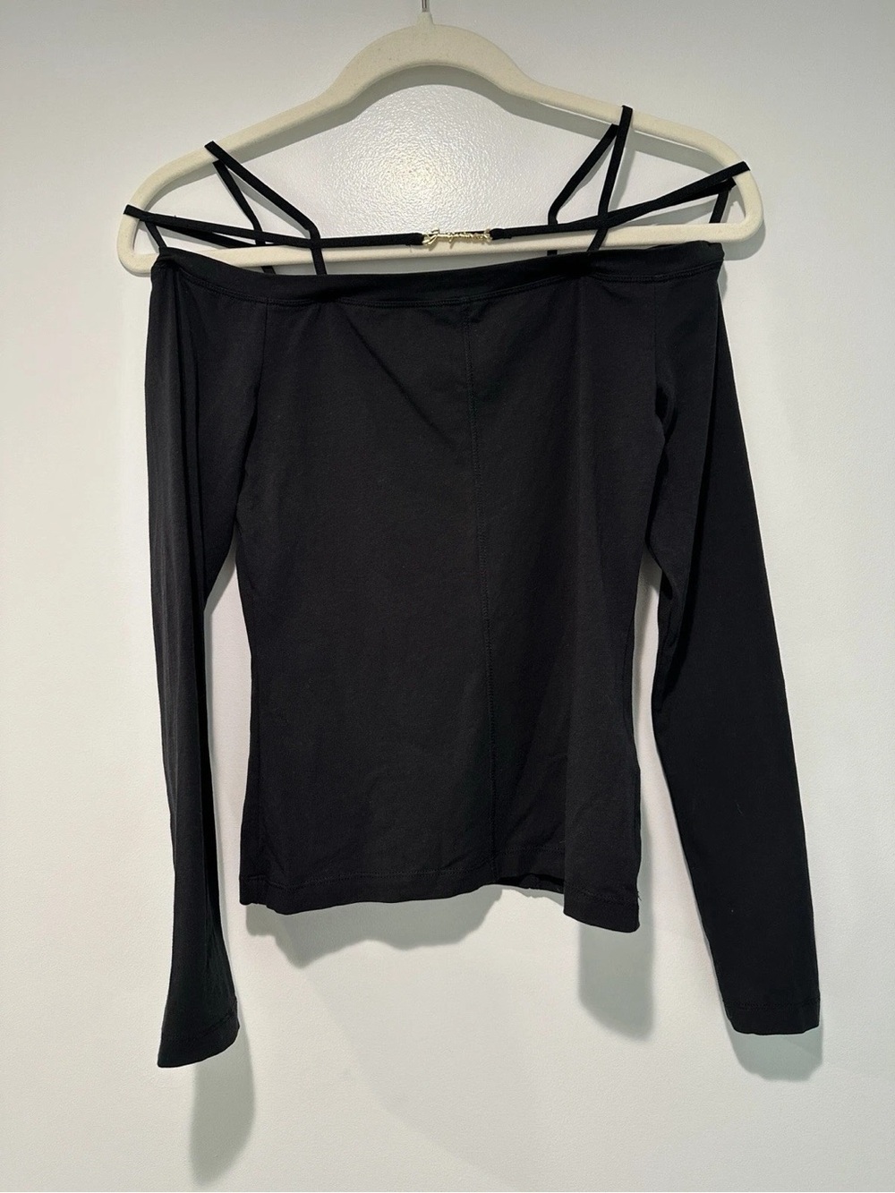 Jacquemus Black Off-Shoulder Long Sleeve Tank Top